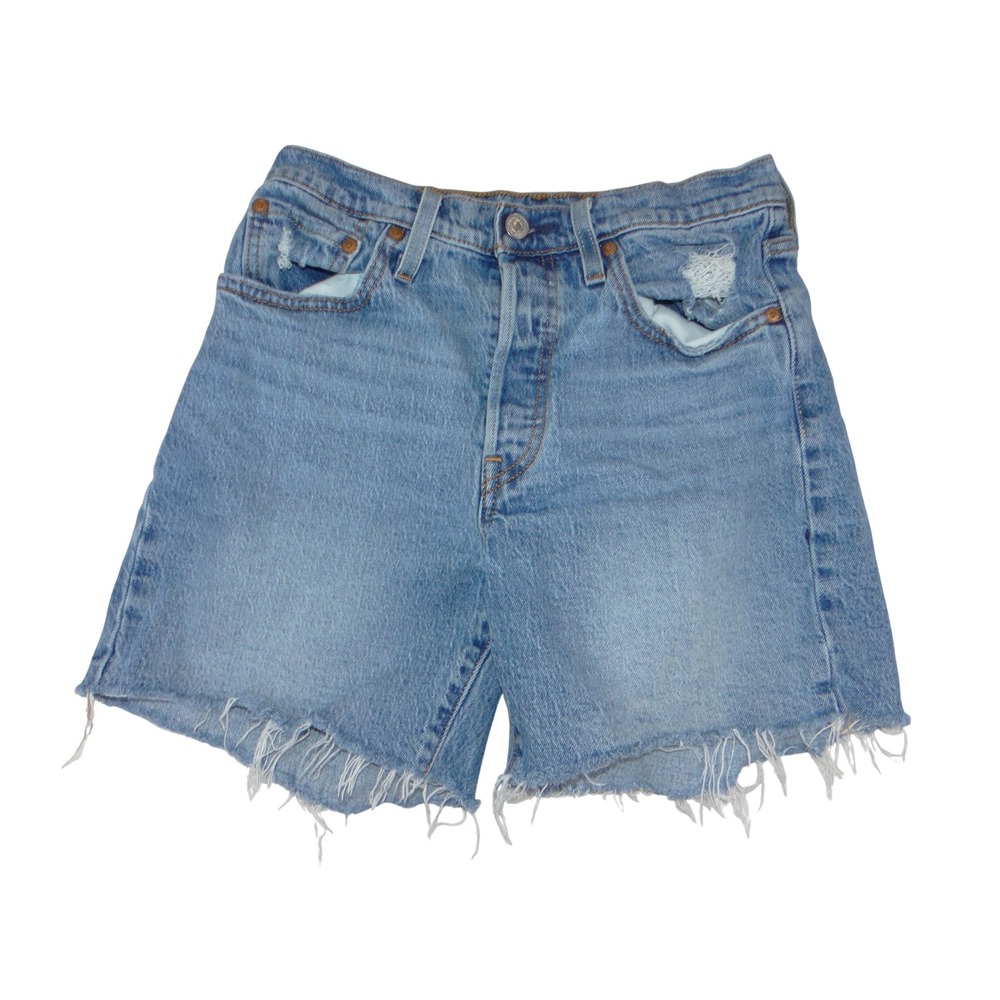 Levis 501 Original Womens Light Wash High Rise Cut Off Denim Shorts 27 4074